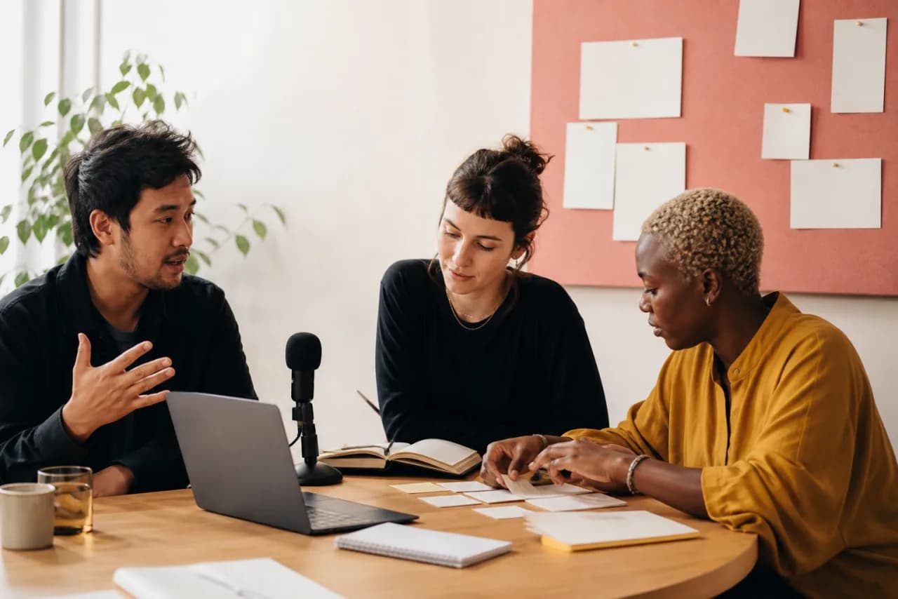 A small product team turning a spoken project debrief into action notes